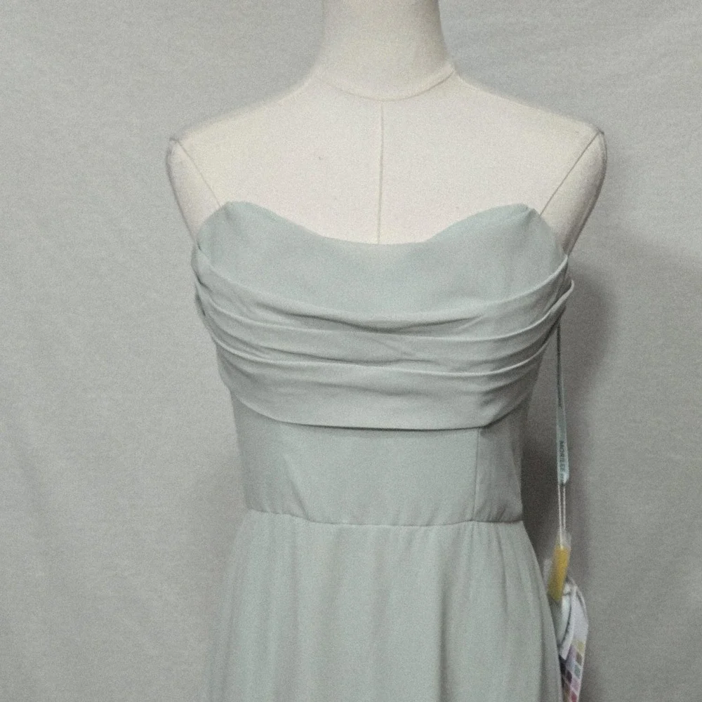 Morilee Dress Womens 6 Green‎ Strapless Chiffon Maxi Side Slit 21766 Gown